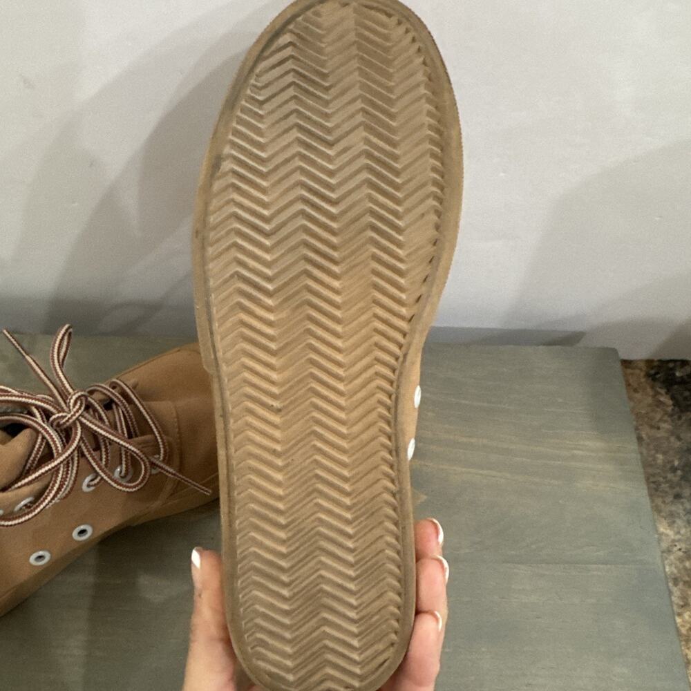 Women's Tan High-Top Canvas Sneaker Boots - Picture 13 of 16